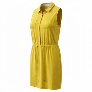 Banana Republic Shirt Dress Size 4P Petite Safari Yellow